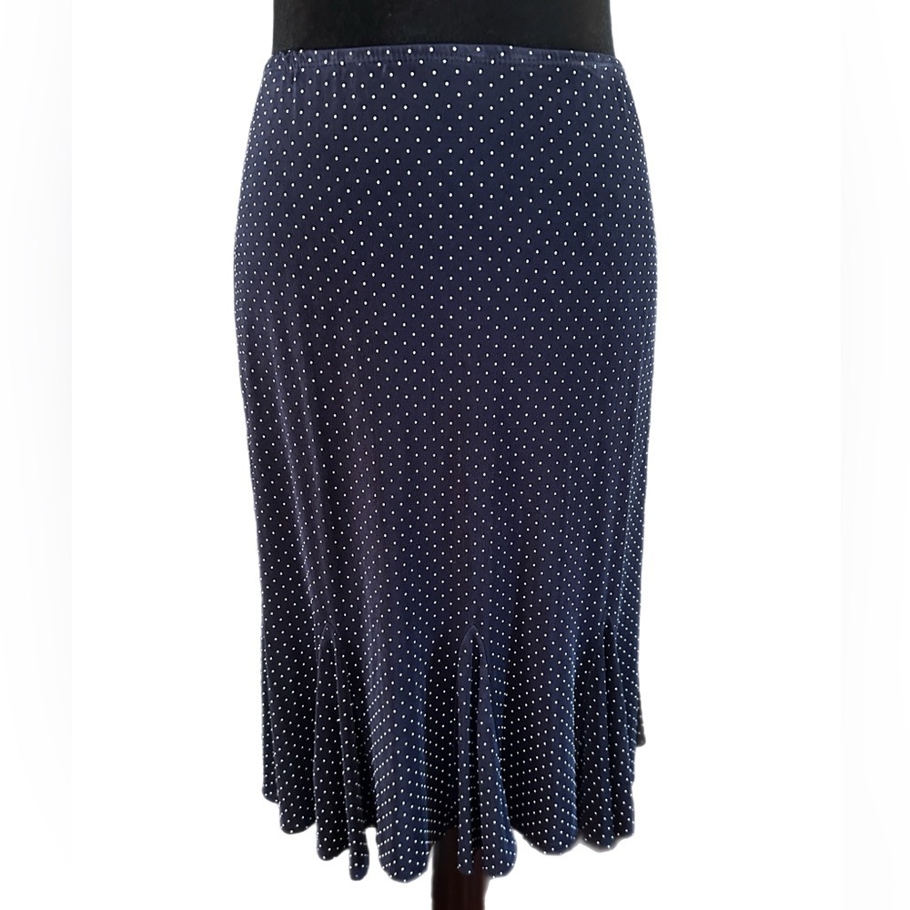 Ronni Nicole Navy Blue Polka Dot pleated Flare Skirt